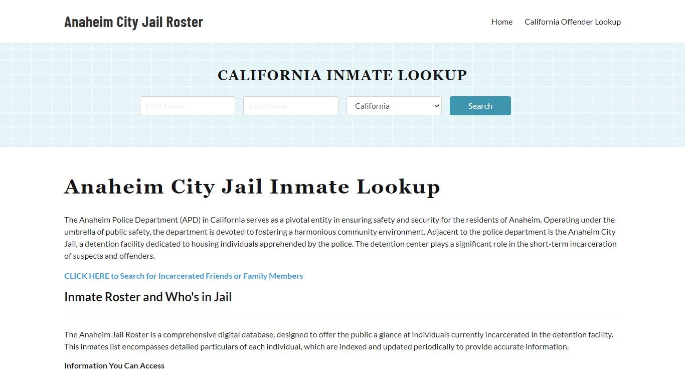 Anaheim Police Department & City Jail, CA Inmate Roster, Arrests, Mugshots